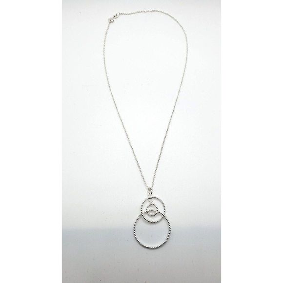Silver Triple Circle Necklace Stamped IBB CN 18 inches Long Contemporary - Picture 6 of 7
